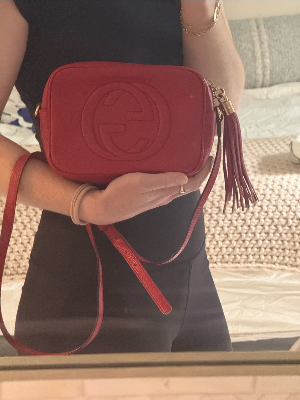Gucci Red Leather Crossbody Bag with Tassel - Picture 10 of 10